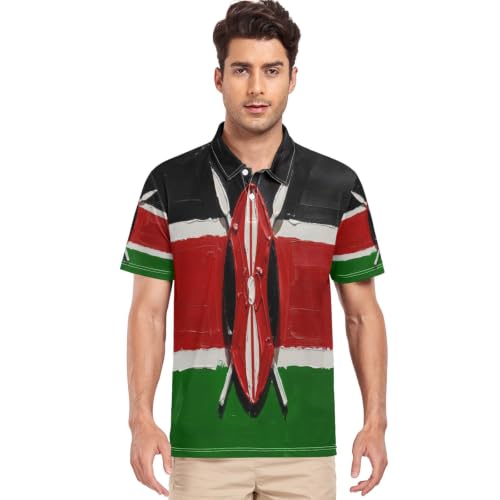 T-shirt séchage rapide GuoChe polo de golf drapeau Kenya pour hommes