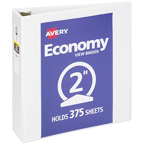 avery economy view 3 ring binder 234 round rings 1 white binder 05731