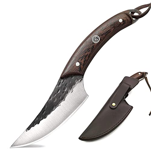 Ausbeinmesser 4Cr13 Hand geschmiedete High Carbon Stahl Chef Küchenmesser Butcher Werkzeug BBQ Outdoor-Lederscheide NEU Ausbeinmesser thumbnail