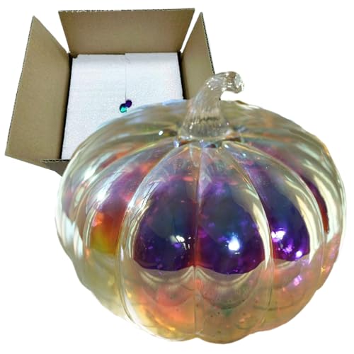 Pumpkin en verre décoration automne veilleuse LED multicolore pour intérieur chaleureux