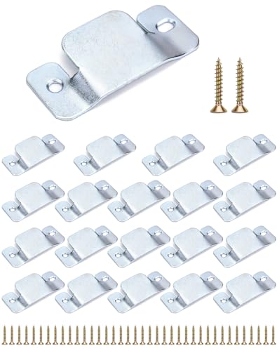 QWORK 20 Pack Interlocking Sofa Connectors Flush Mount Brackets Galvanized Iron Couch Connector Corner Couch Bracket with Screws (96 x 46 mm)