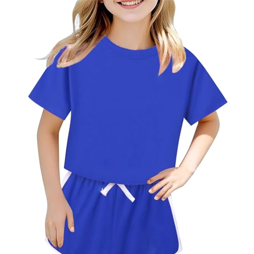 Children Short Sleeved Shorts Set Solid Color Leisure Suit Sports Suit Cycling Play Girl Boy Clothes3