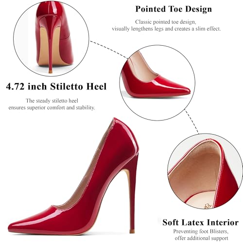 Elisabet Tang Women Pumps 12cm/4.7 Inch Stiletto Heels Pumps Pointed Toe Patent Leather Slip On High Heel Evening Party Dress Shoes2