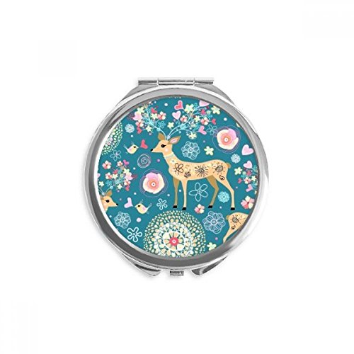 Miroir rond de maquillage à la main fleur amour oiseau cerf pour offrir
