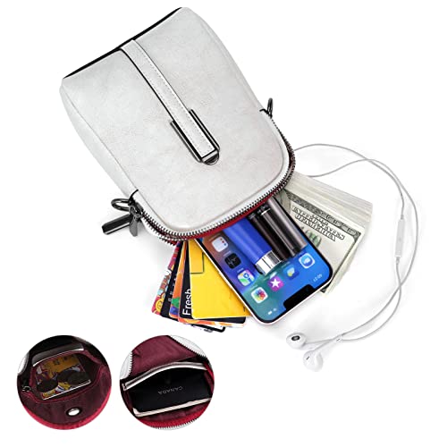 HUA ANGEL Handy Umhängetasche mit Geldbörse Damen Leder modern Crossbody Handy Tasche Umhänge Mädchen kleine Handtasche Damen mit Langem Riemen für Sportlich Reisen Dating Arbeit – Bild 3