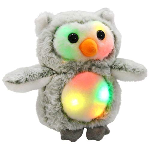 BSTAOFY LED Snowy Owl Stuffed Animal Glow Owlet Plush Toy Nightlight Bedtime Companion Gift for Toddlers Kids on Christmas Birthday, 8 Inches
