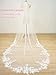 EllieWely Long Pearl Floral Lace Soft Tulle Wedding Bridal Veil White Chapel Length 90Inch