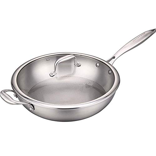 Wok en acier inoxydable 34cm à usages multiples : une structure noble pour des cuissons parfaites - 2