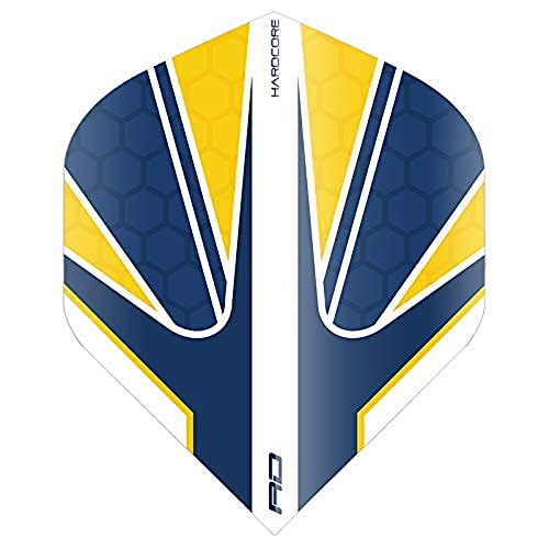 RED DRAGON Hardcore Radical Blue & Yellow Dart Flights - 4 sets Per Pack (12 Dart Flights in total)