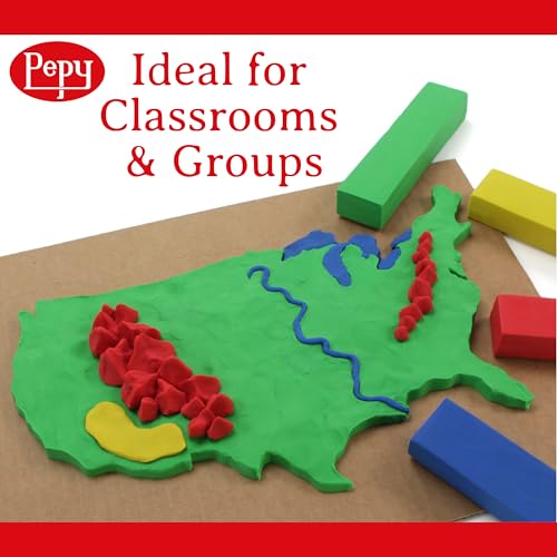Image of Pepy Reusable and Non-Drying Oil-Based Plasticine Modeling Clay, Primary Colors, 1 Pound, Sulfur-Free & Non-Toxic, Great for Kids, Beginners, and Artists, Perfect for Arts and Crafts Projects