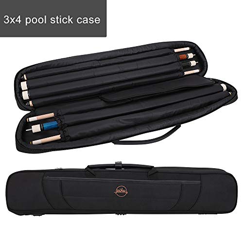 Piku 3X4 Pool Stick Case Billiard Case Pool Cue Case Carry Case (3 Butts+4 Shafts)… (Black) #TOP1