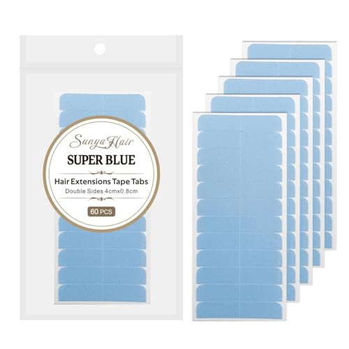 Sunya Tape Extensions Klebestreifen 60 Stück Hautfreundliche Doppelseitige Haarverlängerungs Tape Tabs für Echthaar Weft Unsichtbar Wasserfest & Starker Halt für Salon und Wiederverwendung