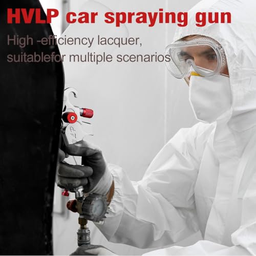 HVLP Gravity Feed Air Spray Gun Paint Sprayer with 1.4/1.7/2.0 mm Nozzles & Air Regulator 600CC Cup Air Paint Gun for Cars, Furniture, House Painting (RED-3 nozzles) - Image 7