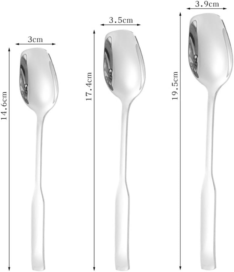 Spoons, Spoons Creative Simple Stainless Steel Ice Cream Spoon Square Household Ice Cream Spoon Dessert Spoon Coffee Spoon(Silver)