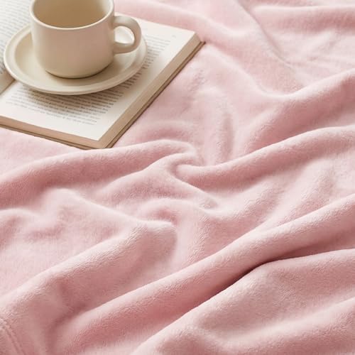 Image of Bedsure GentleSoft Pink Throw Blanket for Couch - 300GSM Soft Cozy Fleece Blankets for Home Decor Gifts, 50x60 Inches