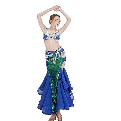 ROYAL SMEELA Belly Dance Costume for Women Belly Dance Bra and Belt Sequin Dance Skirt Bellydance Costumes Carnival Outfit