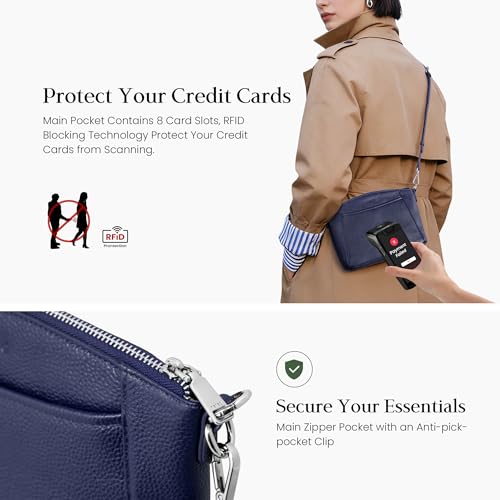 Image of befen Genuine Leather Anti-Theft Small Crossbody Bags for Women Cross Body Purse Handbags with RFID Blocking Card Slots
