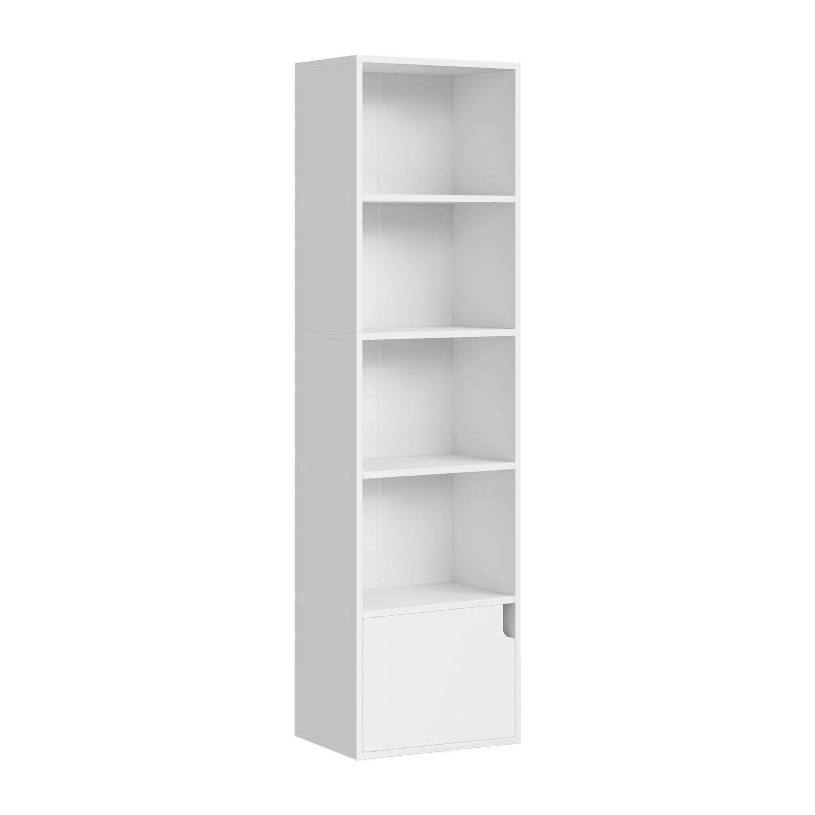 eSituro Bücherregal weiß, schmales Regal mit Tür, 5 Fächern