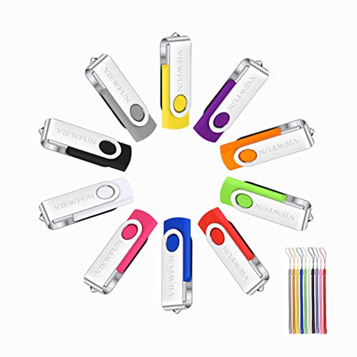 USB Flash Drive 512MB 10 Pack Memory Stick Bulk Flash Jump Zip Pen Drive with LED Indicator and lanyards?10 Multi-Colors?