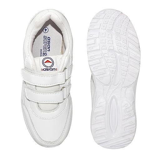 Image of ASIAN Men's & Boy's Expo White Casual & Sneaker,School Shoes | Extra Max Cushion Lightweight Sports Shoes for Men's & Boy's (WELCRO