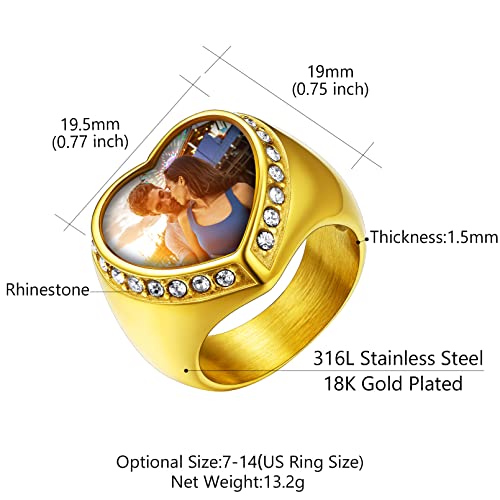 Custom4U Personalized Rings for Men,Photo & Name Engraved Sizes 11 - image 5