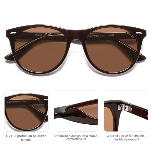 Image of SOJOS Classic Polarized Sunglasses for Women Men Small UV400 SJ2076 | Lightweight Design Frame for All-day Comfort