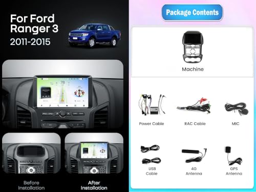 Radio Coche Android 14 para Ford Ranger 3 con Control de Volante 7