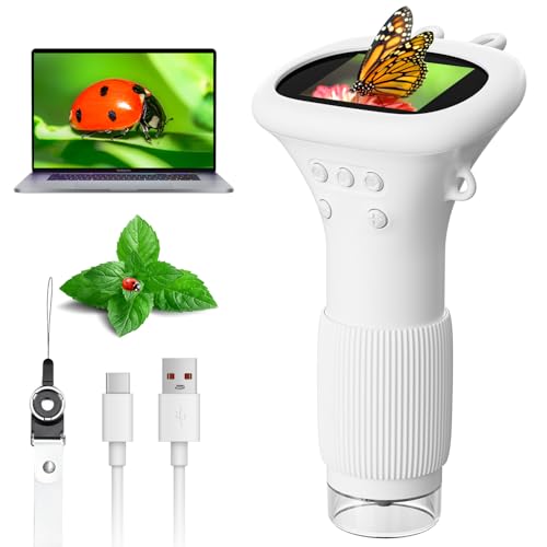 Mikroskop für Kinder,1000X Zoom Ahalfcit Digitales Microscope mit 2-Zoll-Bildschirm, 3-12