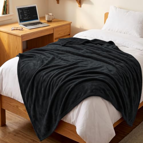 Image of Utopia Bedding Soft Fleece Bed Blanket Twin XL Size Black (90x76 Inch)