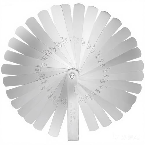 YGCQFH 32 Klingen Edelstahl Fühlerlehre Set Faltbares, 0,02-1,00mm Edelstahl Metrisch/Imperial Gap Gauge, Imperial Werkzeug zur Messung für Messung Gap Breite/Dicke/Metrisch Größen