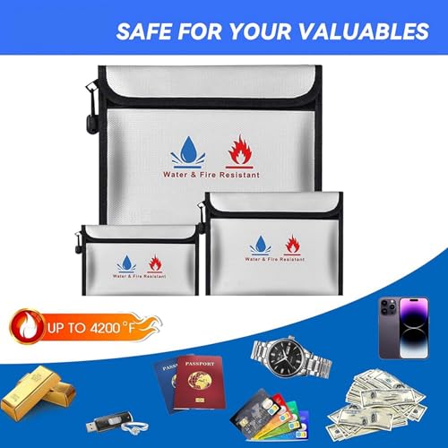 Bolsas para documentos ignífugas impermeables, organizador de joyas y dinero 2