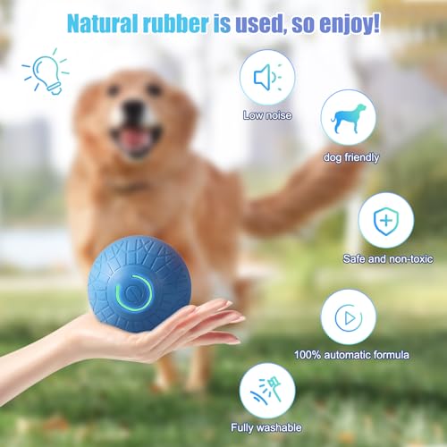 DAILINK Interaktiver Ball für Hunde, wiederaufladbar, 67 mm, Spielzeugball für Hunde, mit LED, schwimmend, langlebig, hoher Rückprall für Welpen, klein und mittelgroß