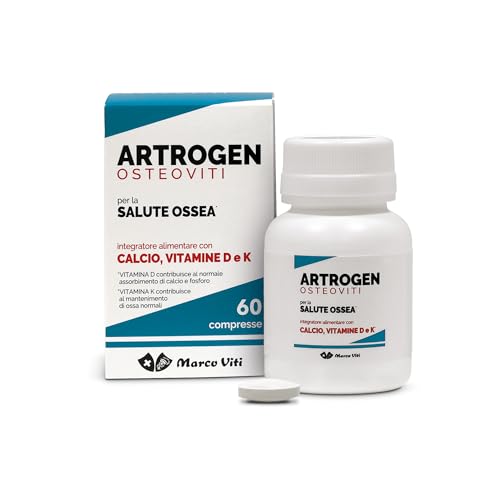 Artrogen OsteoViti, 60 Compresse da 1,2 g, Integratore Alimentare con Calcio, Vitamina D e Vitamina K, Supporto per Ossa e Metabolismo del Calcio
