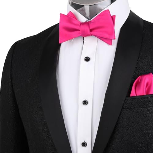 Image of Alizeal Mens 2pcs Solid Self-tied Bow Tie Set | Alizeal Mens 2pcs Self-tied Solid /Animal Bow Tie and Pocket Square Set Perfect for Wedding Business Formal Events