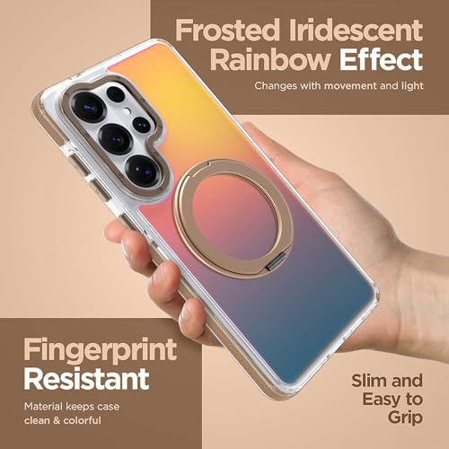 Image of Magnetic for Samsung Galaxy S26 Ultra Case with 360 Stand [Compatible with Magsafe] [Fluorescent Design] [1 Screen Protector] Slim Translucent Matte Case for Galaxy S26 Ultra 6.9 inch, Desert