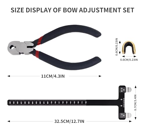 Fiita Archery Bow String Nocking Points Set – T Square Ruler with Plier for Recurve and Compound Bowstring Accessories - Brass Nocks Point Bow Tuning Kit (T-sq, Plier, 6 Nocks Set) - Image 3