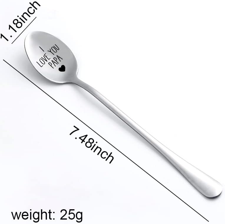 Miniatura 2 de Cuchara de té grabada con texto en inglés "I Love You" Papa Grandpa Gifts for Men Dad Father's Day Birthday Gifts for Grandpa Ice Cream Coffee