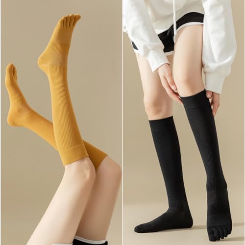 Knee High Toe Socks for Women - 4 Pairs Five Toe Knee High Boot Socks for Yoga, Pilates, Outdoor Sport, Athletic3