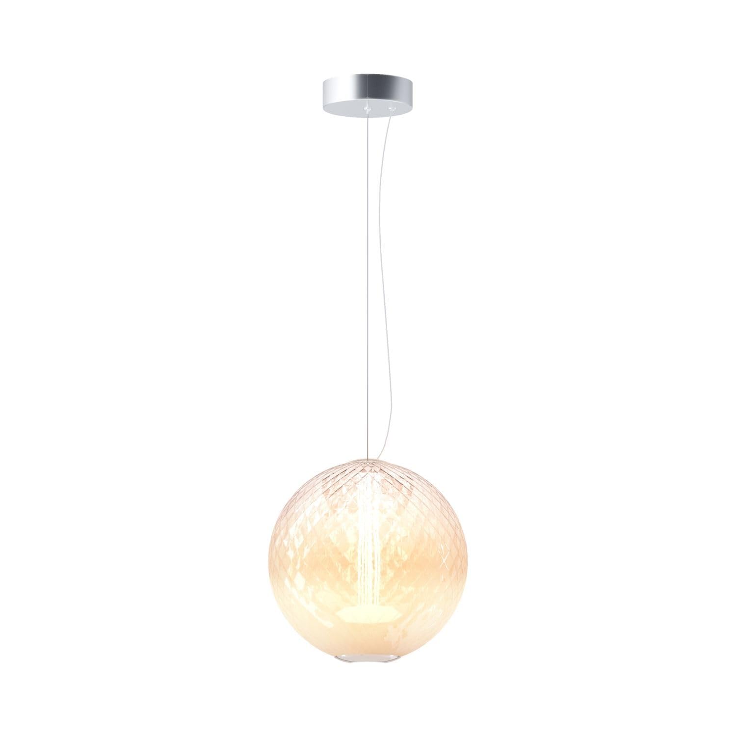 Licht-Erlebnisse LED Hängelampe Glas Metall in Chrom Esszimmer Wohnzimmer Küche Ø30 cm rund 15 W 2000 lm 2700 K Kugel wohnlich blendarme Pendelleuchte Esstisch JOVA