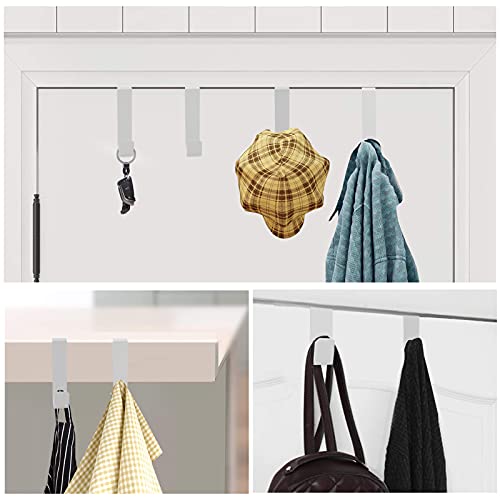 4 Pack Over The Door Hooks, Sturdy Metal Single Over Door Hooks, White Door Hanger Hook Door Hooks For Hanging, Towels, Clothes, Bathroom, Hold Up To 7Lbs #TOP6