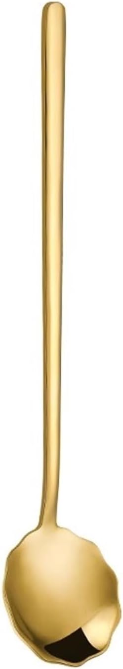Scoop 304 Stainless Steel Long-Handled Spoon Household Exquisite Coffee Stirring Small Spoon High-Looking Dessert Spoon Dining Spoon,Gold