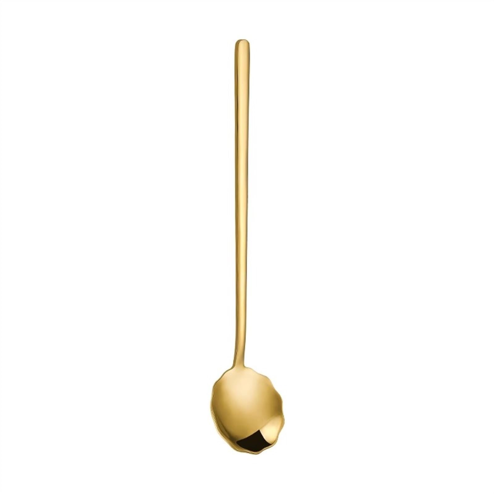 Cucharillas Cafe Cuchara De Mango Largo De Acero Inoxidable 304, Cuchara Pequeña For Revolver Café Exquisita For El Hogar, Cuchara De Postre De Aspecto Alto Cucharas(Gold)