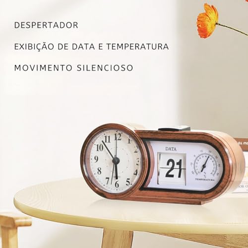 NOVAVIDA, Relógio Despertador Flip com Termômetro e Data Integrado