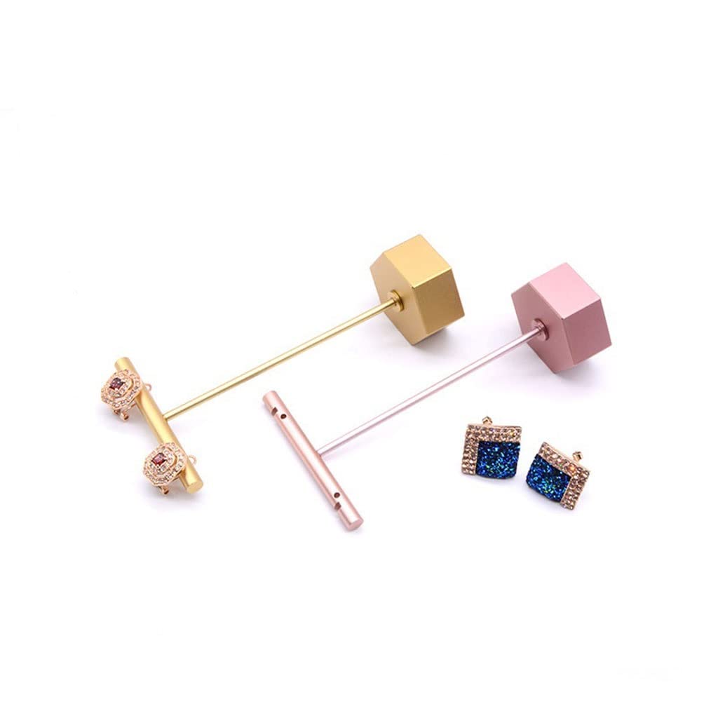 Espositore per Orecchini a Forma di T - Espositore per Orecchini con Base Esagonale - Elegante espositore per Gioielli e Biglietti da Visita Nero per Uso Domestico e Commerciale