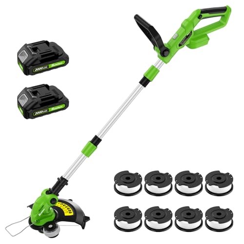 20V 12' Cordless String Trimmer With 2 X 2.0ah Battery and Charger, Electric Grass Trimmer Battery...