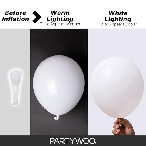 Image of PartyWoo White Balloons 100pcs Different Sizes Pack of 18 12 10 5 Inch Matte White Latex Balloon Arch Kit Garland for Wedding Bridal Graduation Baby Shower Birthday Party Decorations White-Y13