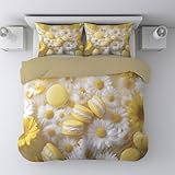 Juego de edredón nórdico para Cama Matrimonial Juego de Cama 3 Piezas Microfibra Funda nórdica 220 x 240 CM con 2 Fundas de Almohada 80 x 80 CM Sanador Comida Macaron Amarillo