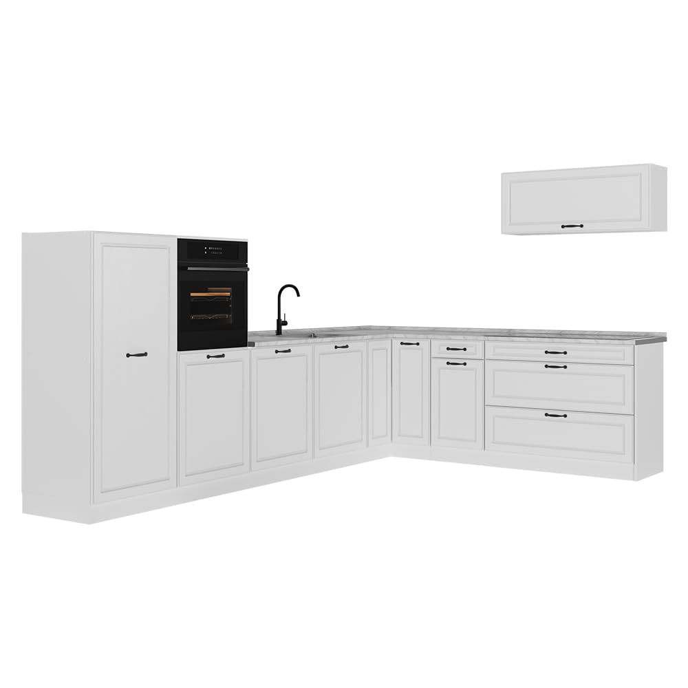 Vicco Kogoszczona kuchnia "R-Line", Biały rustykalny/Biały 327 x cm