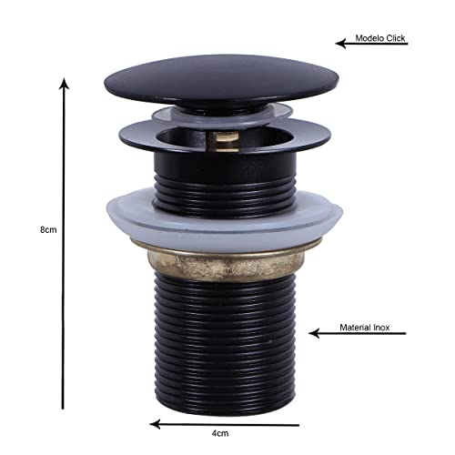 Kit Cuba Redonda 30 Cm Preta + Torneira Link + Válvula