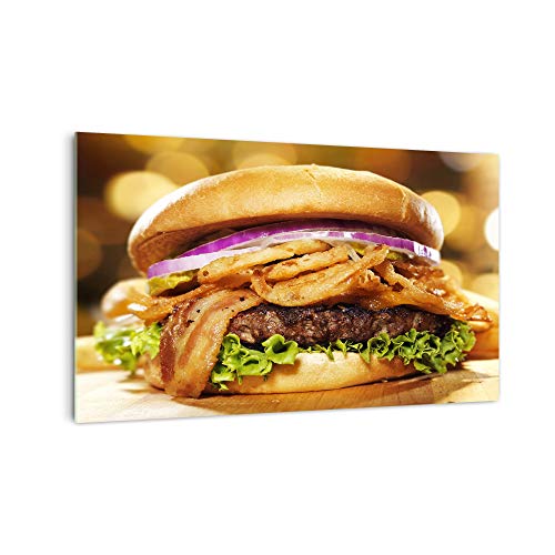 Küchenrückwand 'Leckerer Burger ' in div. Größen, Glas-Rückwand, Wandpaneele, Spritzschutz & Fliesenspiegel